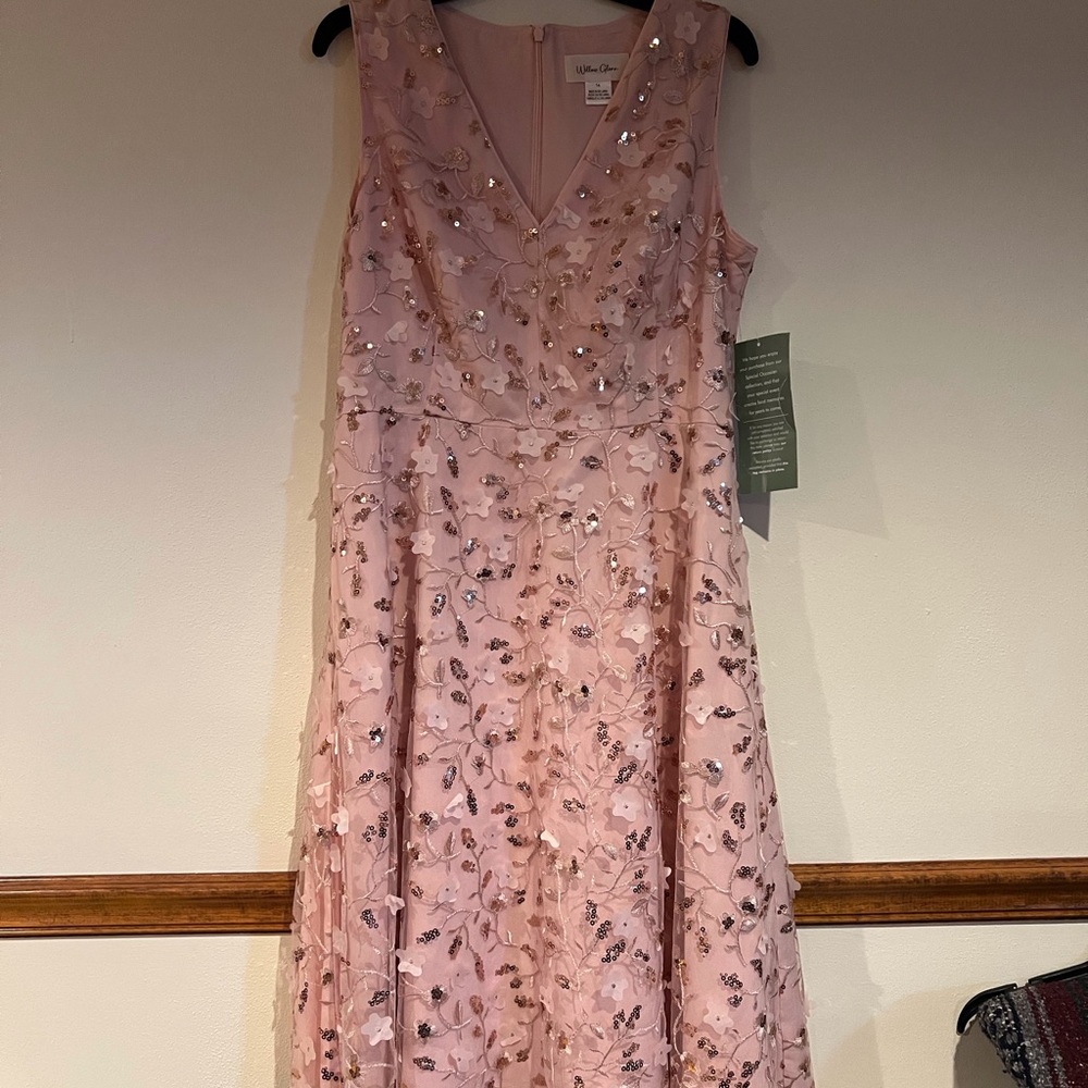 Windsor Blush Pink Embellished V-Neck Midi Dress by Windsor